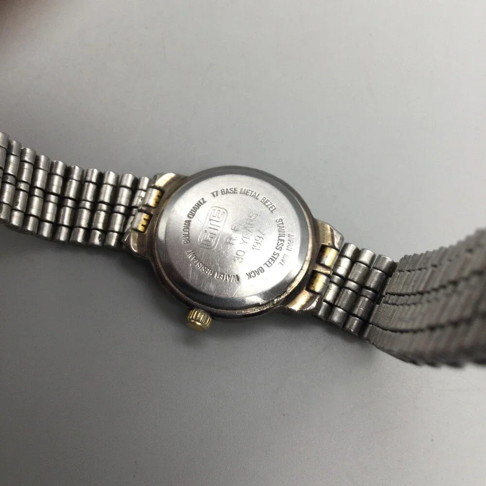 Bulova Womens Watch 22mm Silver Two Tone Stainless Bracelet New Battery 6.25